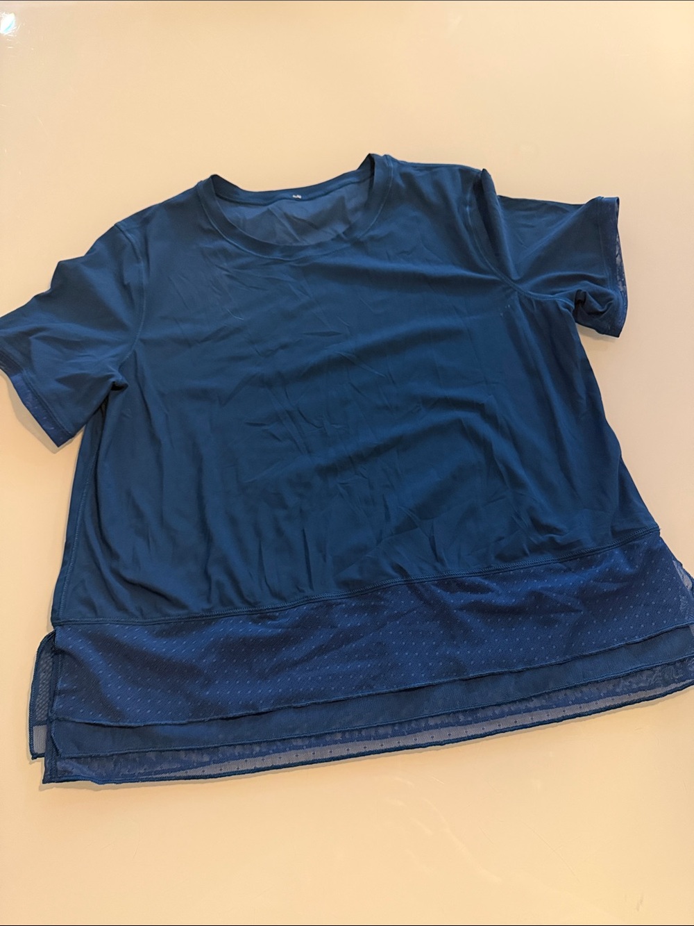 Lululemon Navy Short Sleeve Layered Hem Top - size S